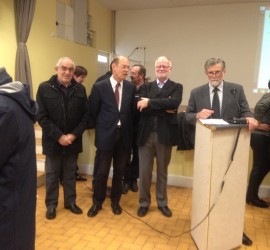 Les 4 maires du Pays lislois réunis lors de la séance des vœux de la Mairie de Montans le 11/01/2014 - De gauche à droite : Sylvère Nivelais, Maire de Peyrole, Jean Tkaczuk maire de Lisle, Pascal Néel Maire de Parisot, Président de TED, Gilles Crouzet Maire de Montans.