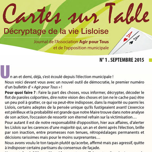 Cartes sur Table N°1 - Septembre 2015